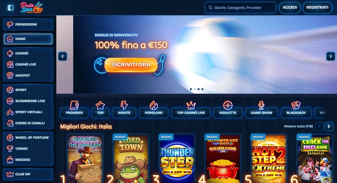 casino non amms neosurf: la lobby di DudeSpin